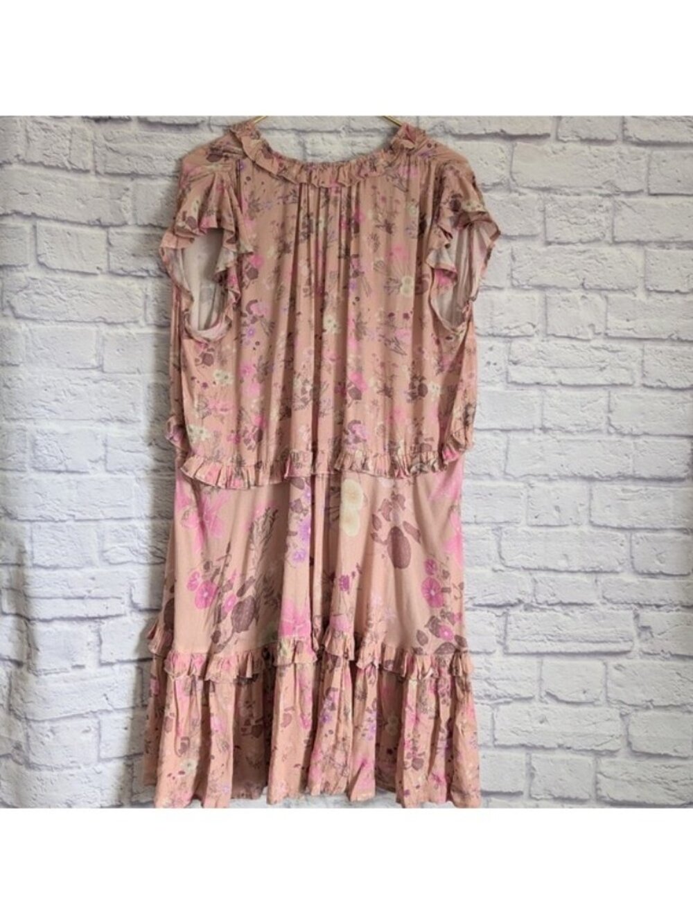 SPELL Wild Bloom Mini Dress XS Blush Pink Floral Ruffle Boho Bohemian Flowy - Picture 6 of 9